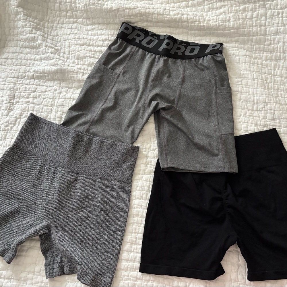 Gray and Black Athletic Shorts Set
